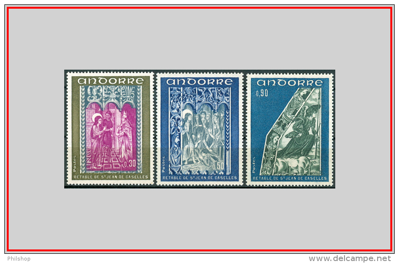 Andorra FR 1972 - Cat. 221/23 (**) Affreschi - Frescoes (000371) - Nuevos