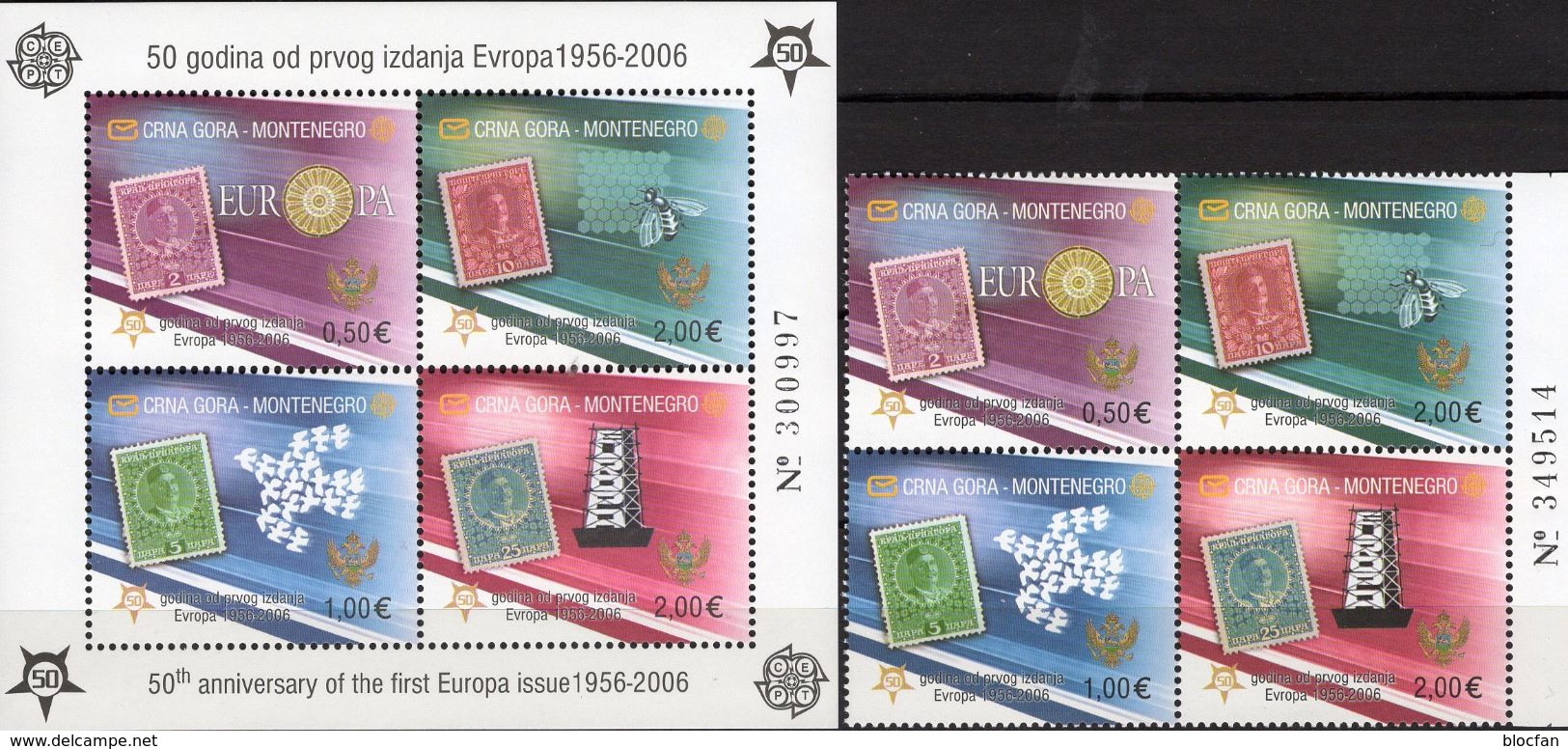 Topic EUROPA 1956-2006 Montenegro 108/1VB+Block Bl.2A 48€ Hoja M/s Blocs History S/s Sheets Bf Stamps On Stamp CEPT - Colecciones (sin álbumes)