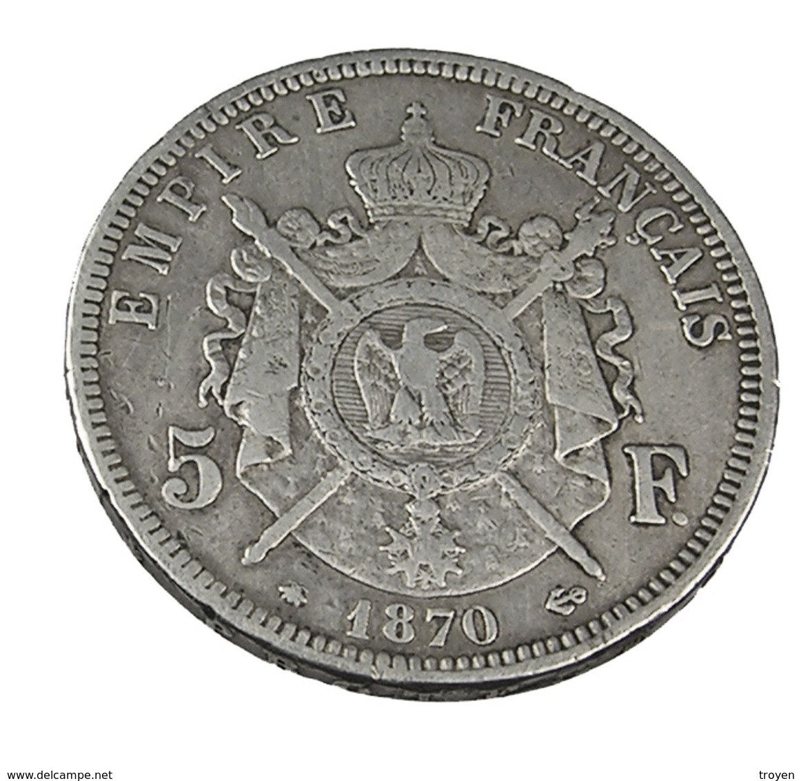 5 Francs - Napoléon III - France - 1870 A - Paris  -  Tête Laurée  - Argent - TB+ - - 5 Francs
