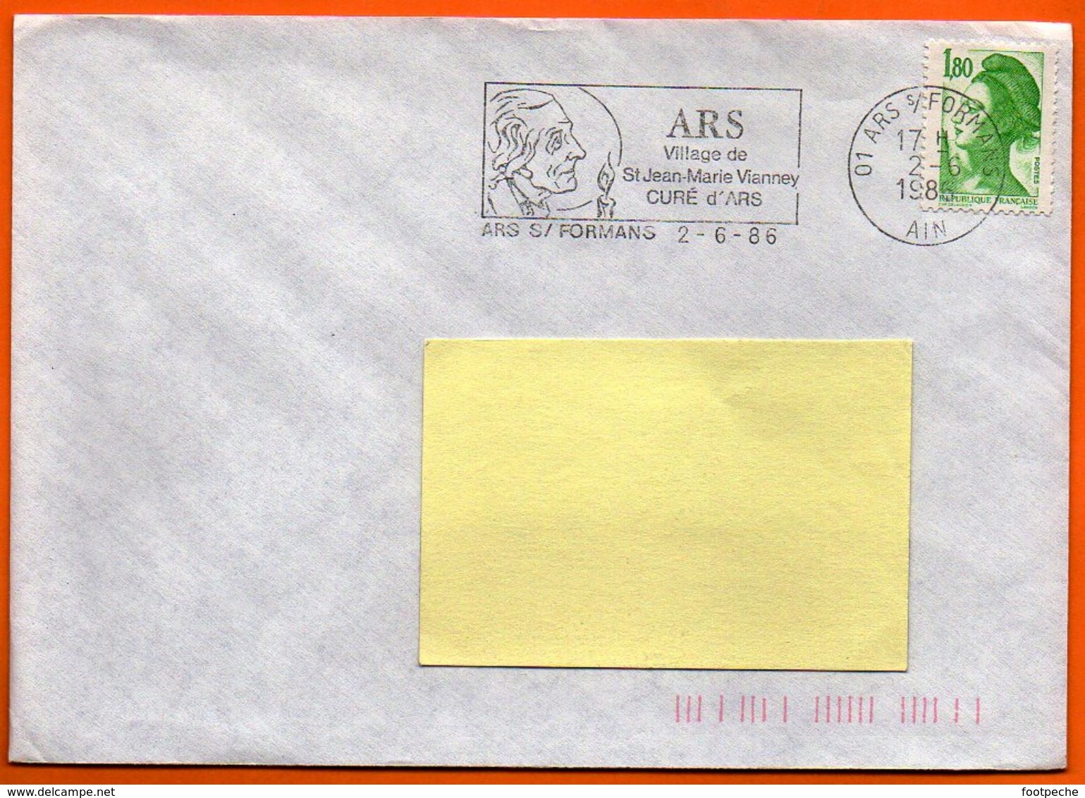 01 ARS S/ FORMANS    ST JEAN MARIE VIANNEY 1986 Lettre Entière N° FF 635 - Mechanical Postmarks (Advertisement)