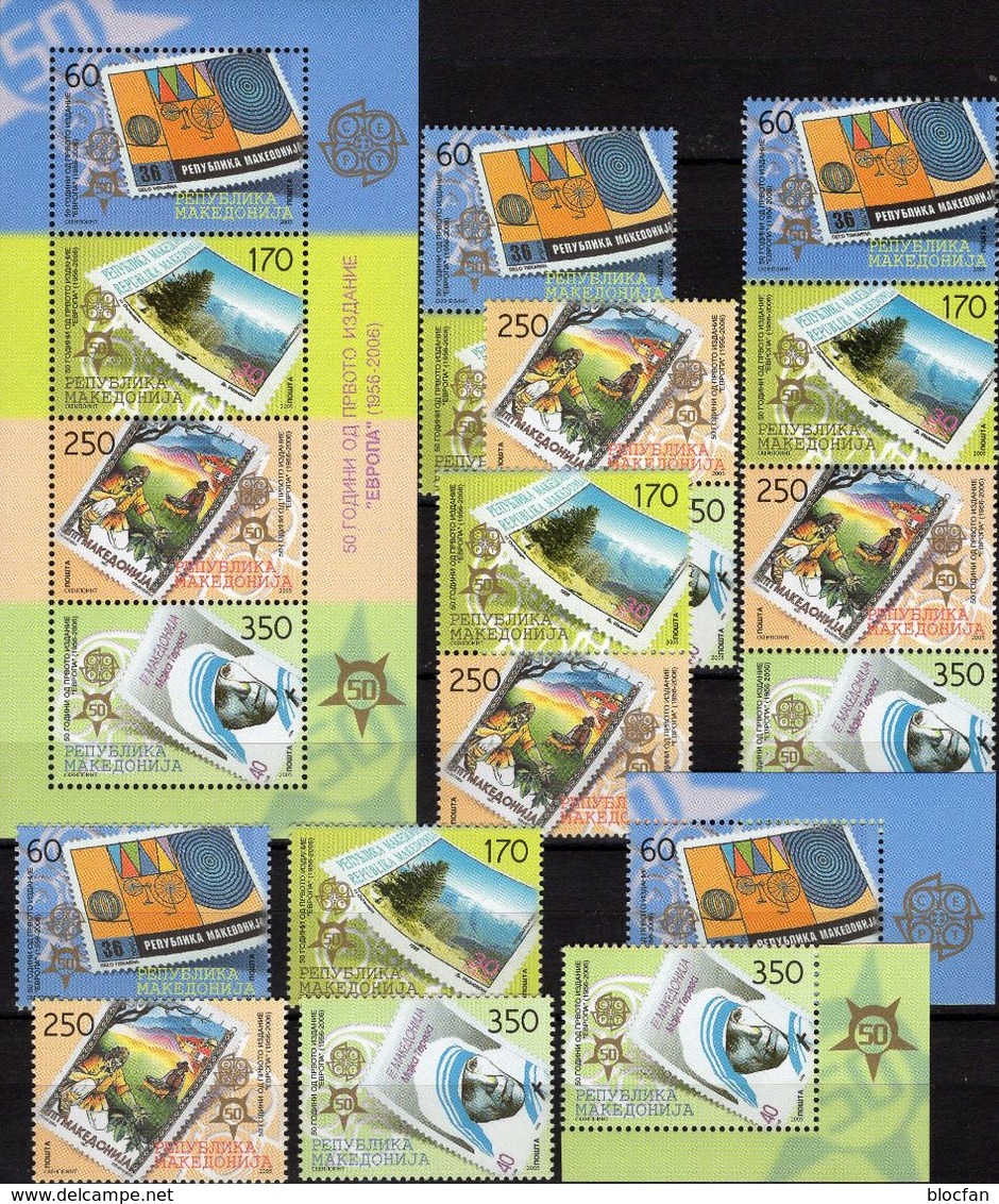 50 Jahre CEPT Makedonien 370/3,ER,4x ZD,VB+KB ** 198€ Mutter Teresa Stamps On Stamp Ss Bloc Sheetlet Bf EUROPA 2006 - Sammlungen (ohne Album)