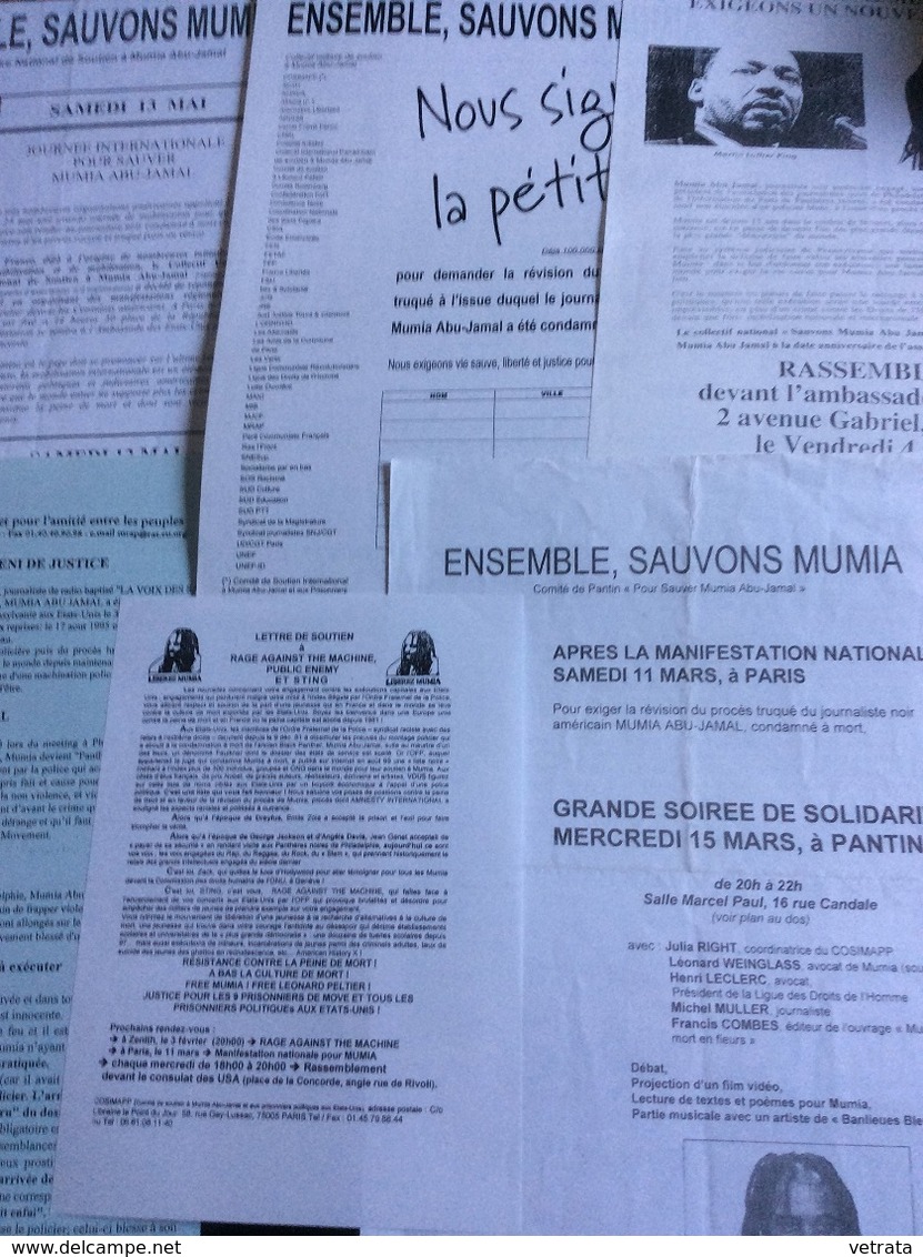 Mumia Abu-Jamal : Dossier Composé Du Livre De Mumia (En Direct Du Couloir De La Mort) - 7 Tracts & 4 Articles Parus Entr - Wholesale, Bulk Lots