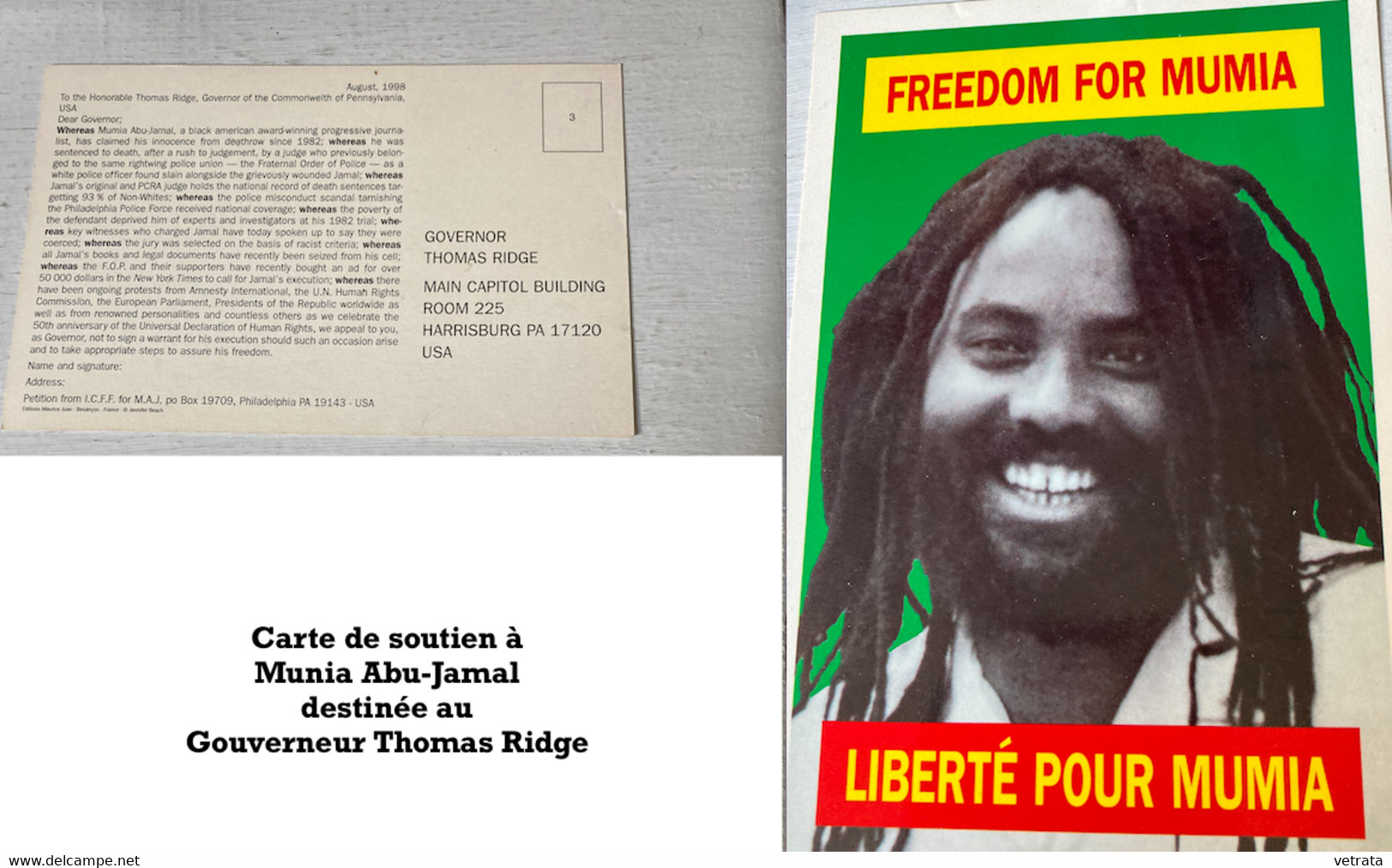 Mumia Abu-Jamal : dossier composé du livre de Mumia (En direct du couloir de la mort) - 7 Tracts & 4 articles parus entr