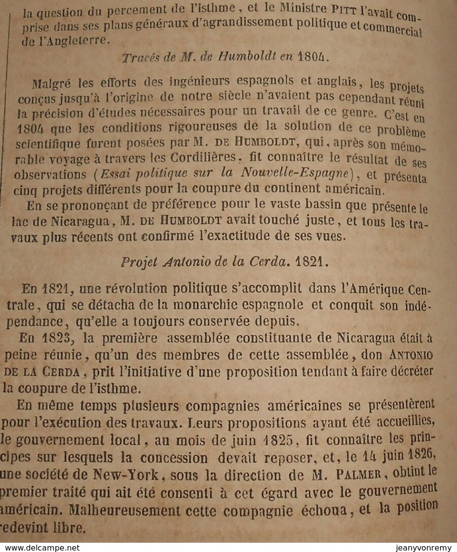 Plan Du Percement De L'Isthme Du Panama. 1859 - Public Works