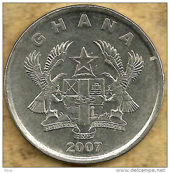 GHANA 20 PESEWAS CACOA PLANT FRUIT FRONT EMBLEM BACK 2007 KM(?) VF READ DESCRIPTION CAREFULLY !!! - Ghana