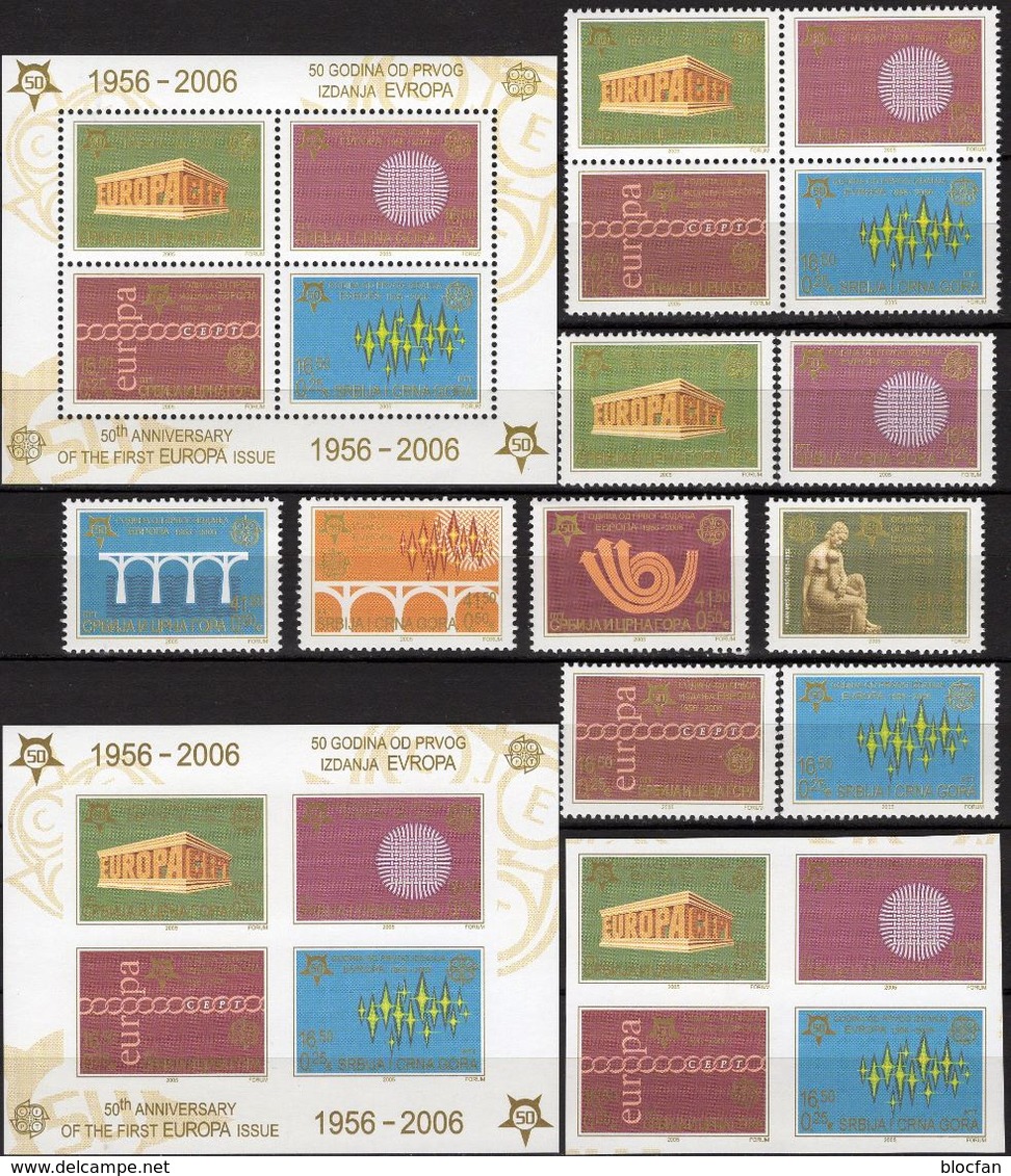 Jugoslawien-Serbia 3257/4,VB A/B+Blocks 59A/B ** 53€ Hb Stamps On Stamp S/s Blocs Sheets Bf 50 Jahre CEPT 1956-2006 - Collections (without Album)