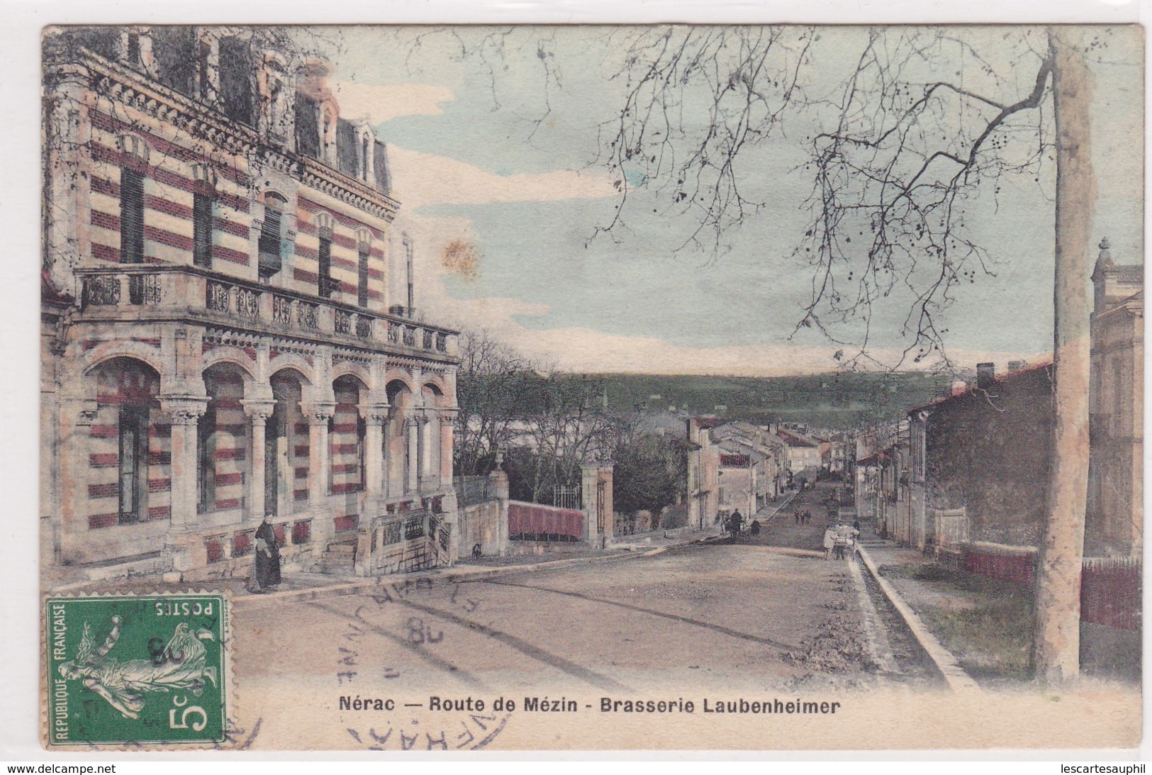 Nerac Route De Mezin Brasserie Laubenheimer Petite Animation 1908 - Nerac