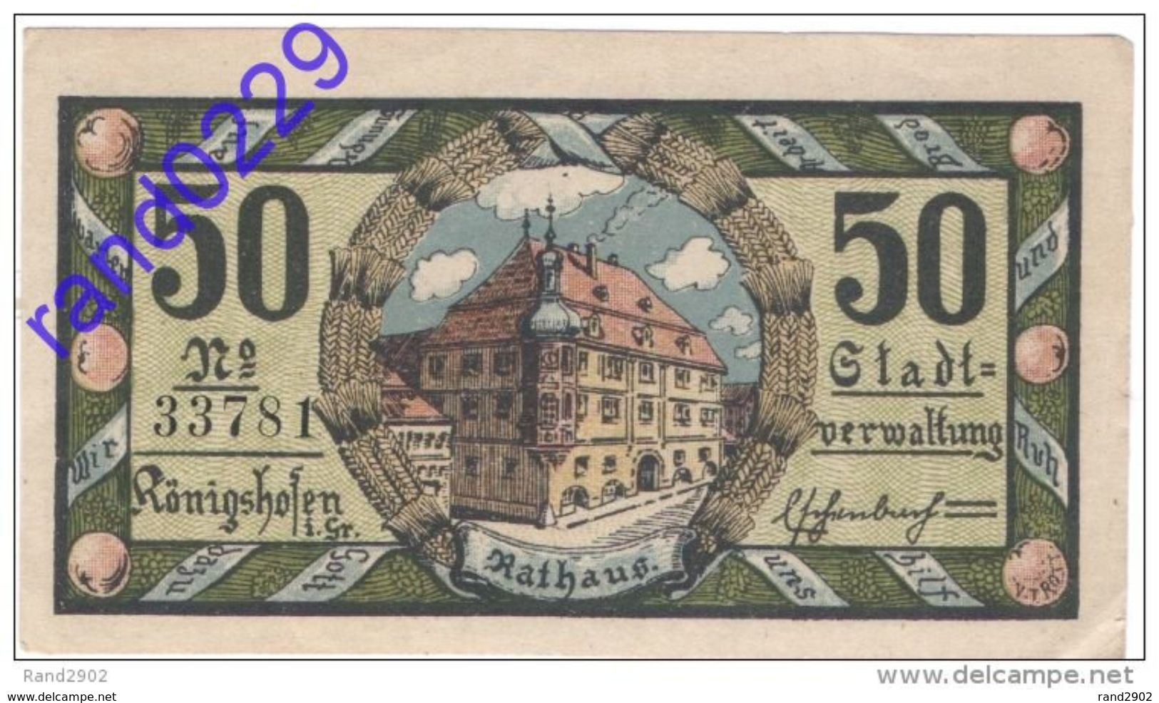 Deutschland Notgeld 50 Pfennig Tieste3610.05.01 KONIGSHOFEN /44M/ - [11] Local Banknote Issues