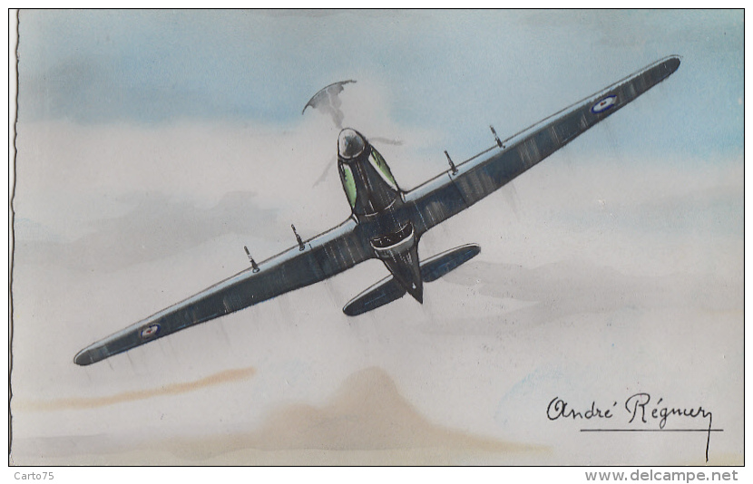 Aviation - Guerre -  Dessin André Régnier - Avion De Chasse Hawcker "Hurricane" - Editions Erpé - 1946-....: Modern Tijdperk