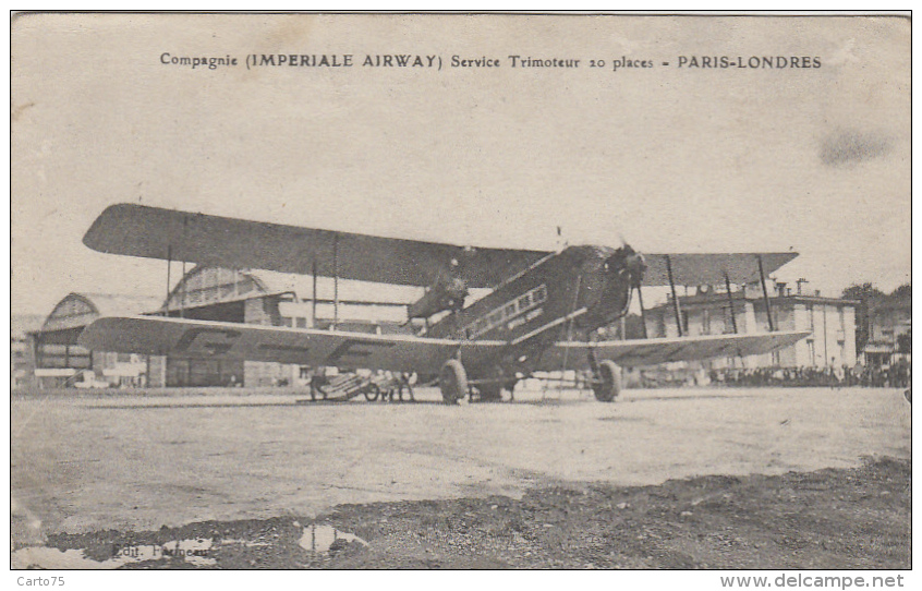 Aviation - Ligne Paris-Londres Aérodrome Du Bourget - Cie Imperiale Airway - Trimoteur 20 Places - 1919-1938: Between Wars