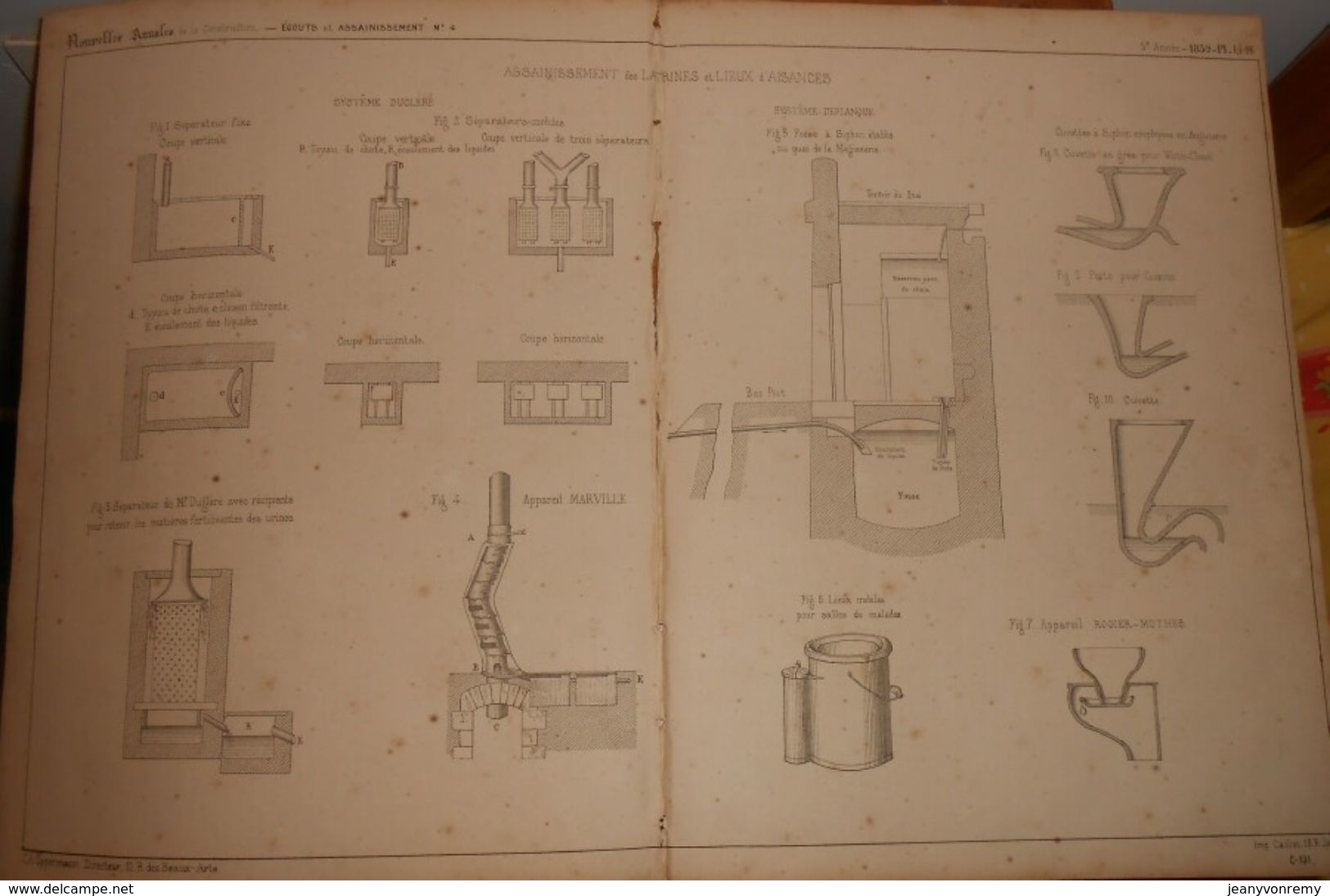 Plan De L'assainissement Des Latrines Et Lieux D'aisances. 1859 - Obras Públicas