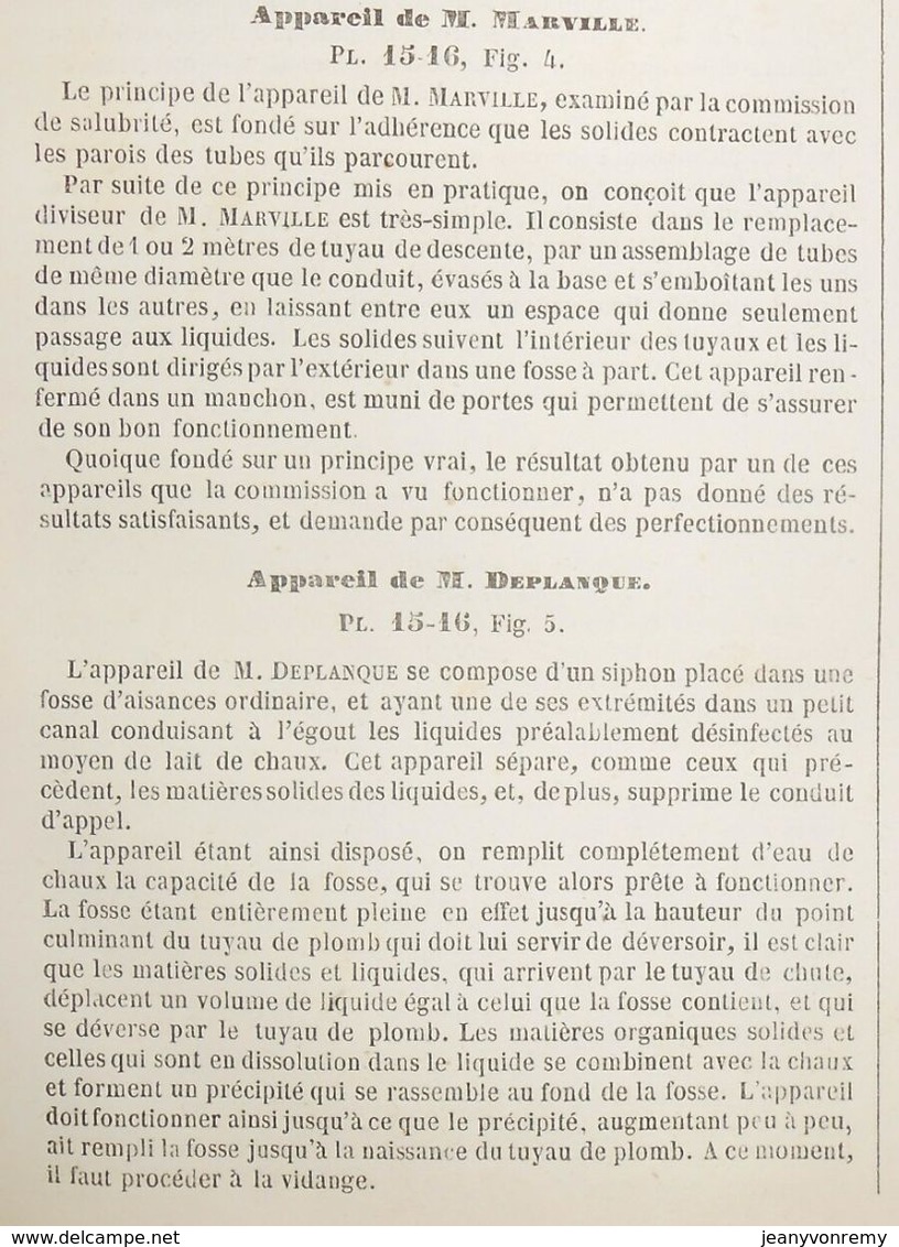 Plan De L'assainissement Des Latrines Et Lieux D'aisances. 1859 - Obras Públicas