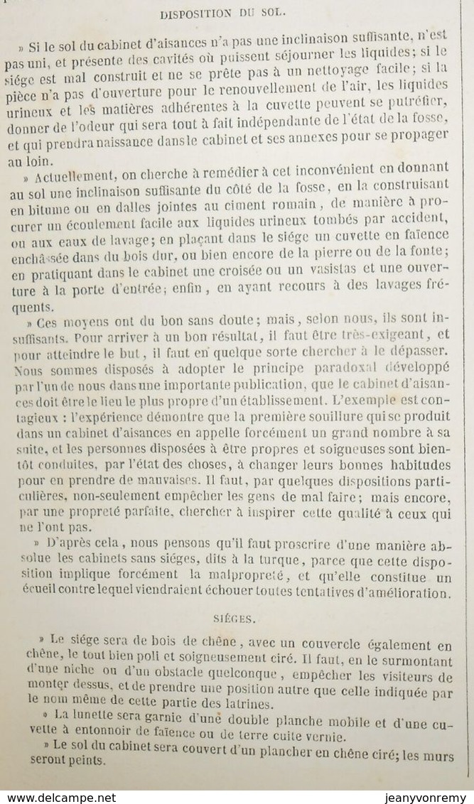 Plan de l'assainissement des latrines et lieux d'aisances. 1859