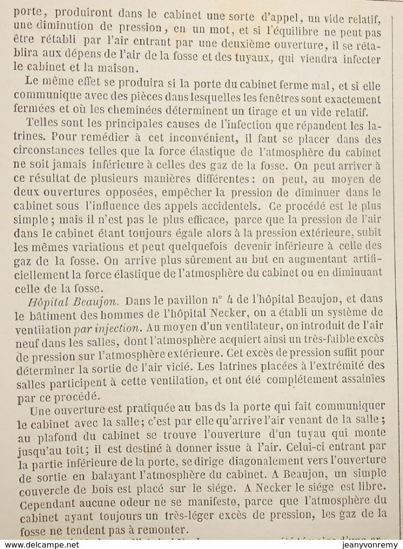 Plan de l'assainissement des latrines et lieux d'aisances. 1859