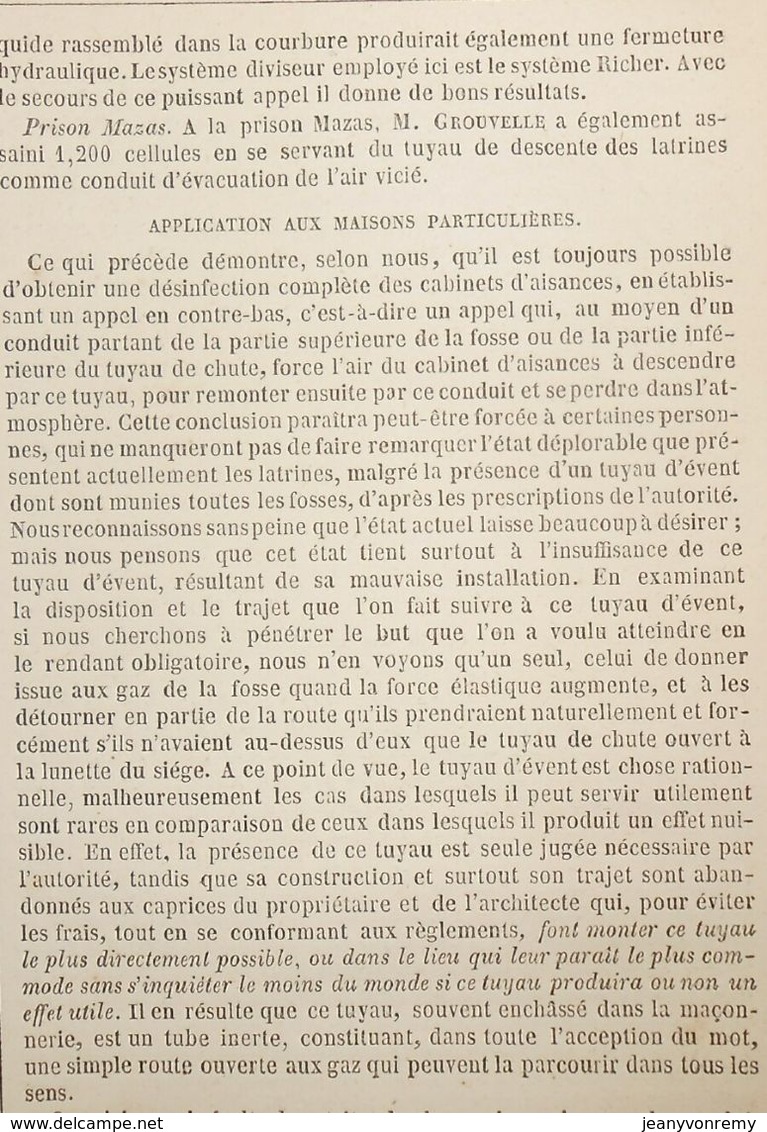 Plan de l'assainissement des latrines et lieux d'aisances. 1859