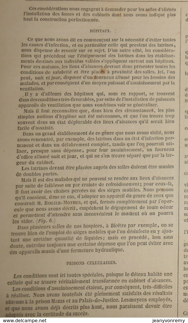 Plan de l'assainissement des latrines et lieux d'aisances. 1859