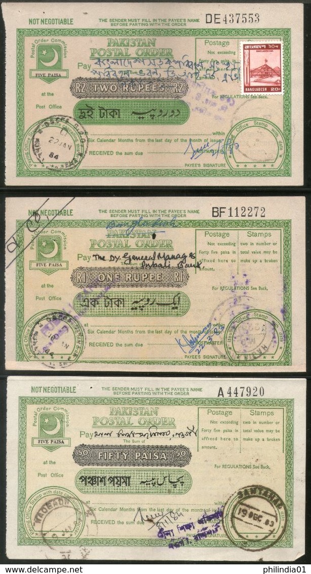 Pakistan 7 Different Postal Order With Additional Stamps Affixed Used # 12575 - Pakistan