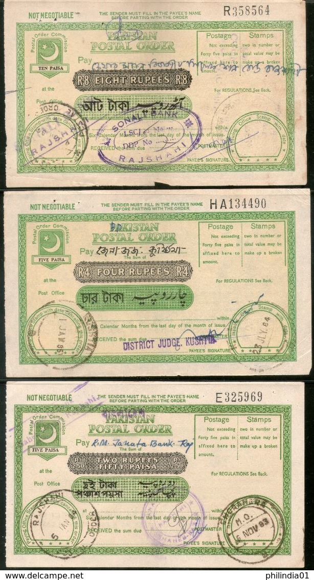 Pakistan 7 Different Postal Order With Additional Stamps Affixed Used # 12575 - Pakistan