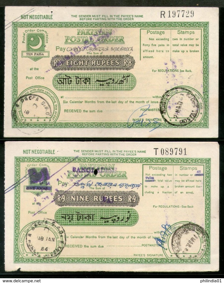 Pakistan 8 Different Postal Order With Additional Stamps Affixed Used # 12520 - Pakistan