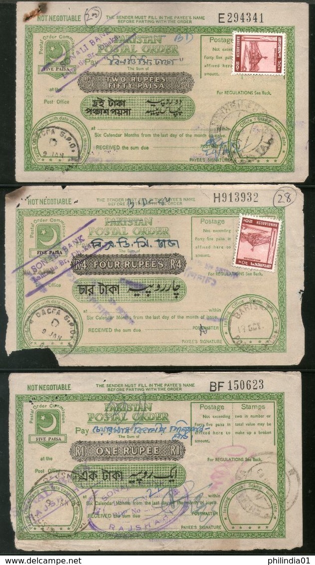 Pakistan 3 Different Postal Order With Additional Stamps Affixed Used # 5065 - Pakistan