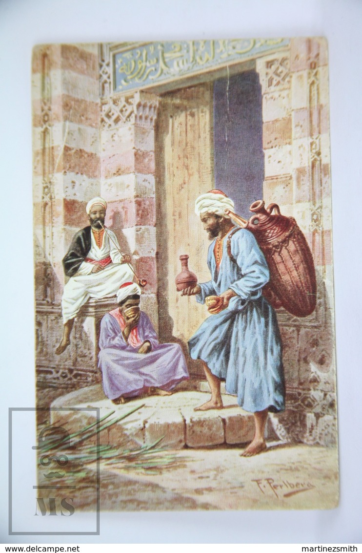 Old Illustrated Postcard Asia - F. Pelberg - Water Sellers - Printed In Germany - Perlberg, F.