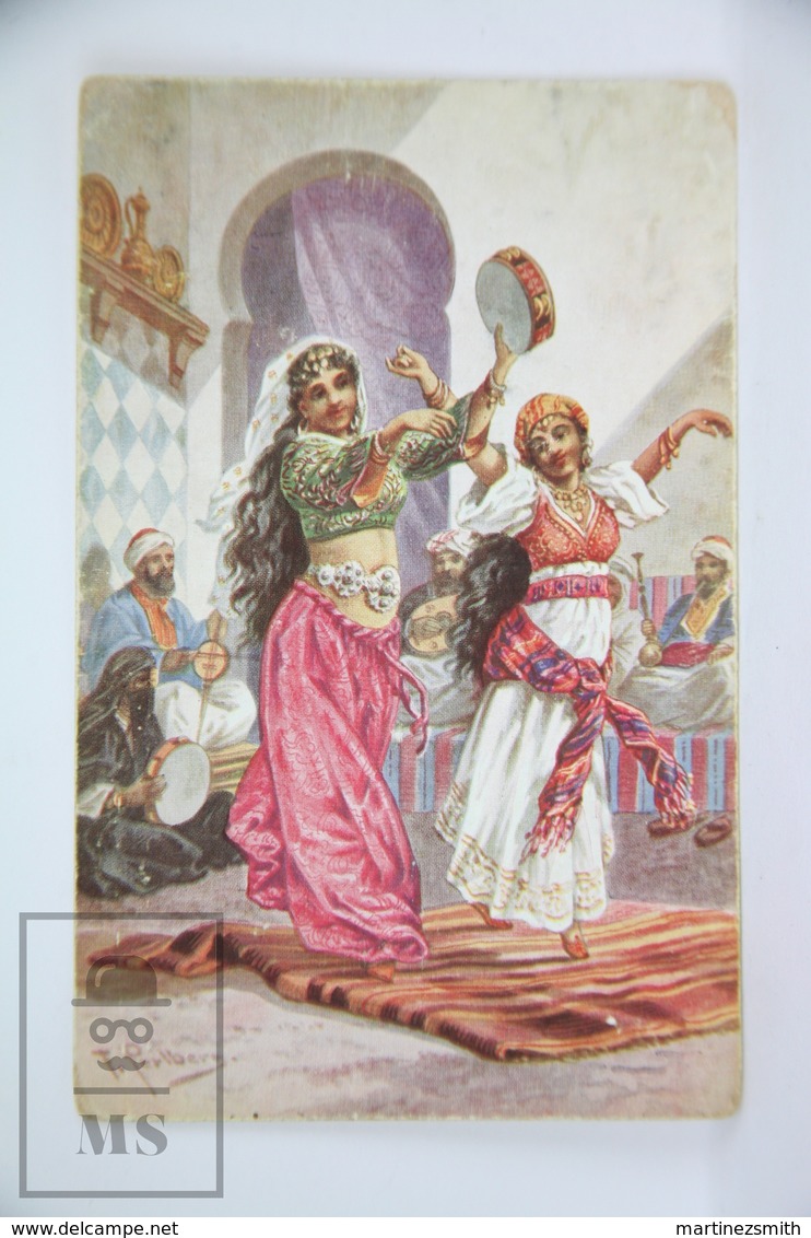 Old Illustrated Postcard Asia - F. Pelberg - Dancing Girls - Printed In Germany - Perlberg, F.