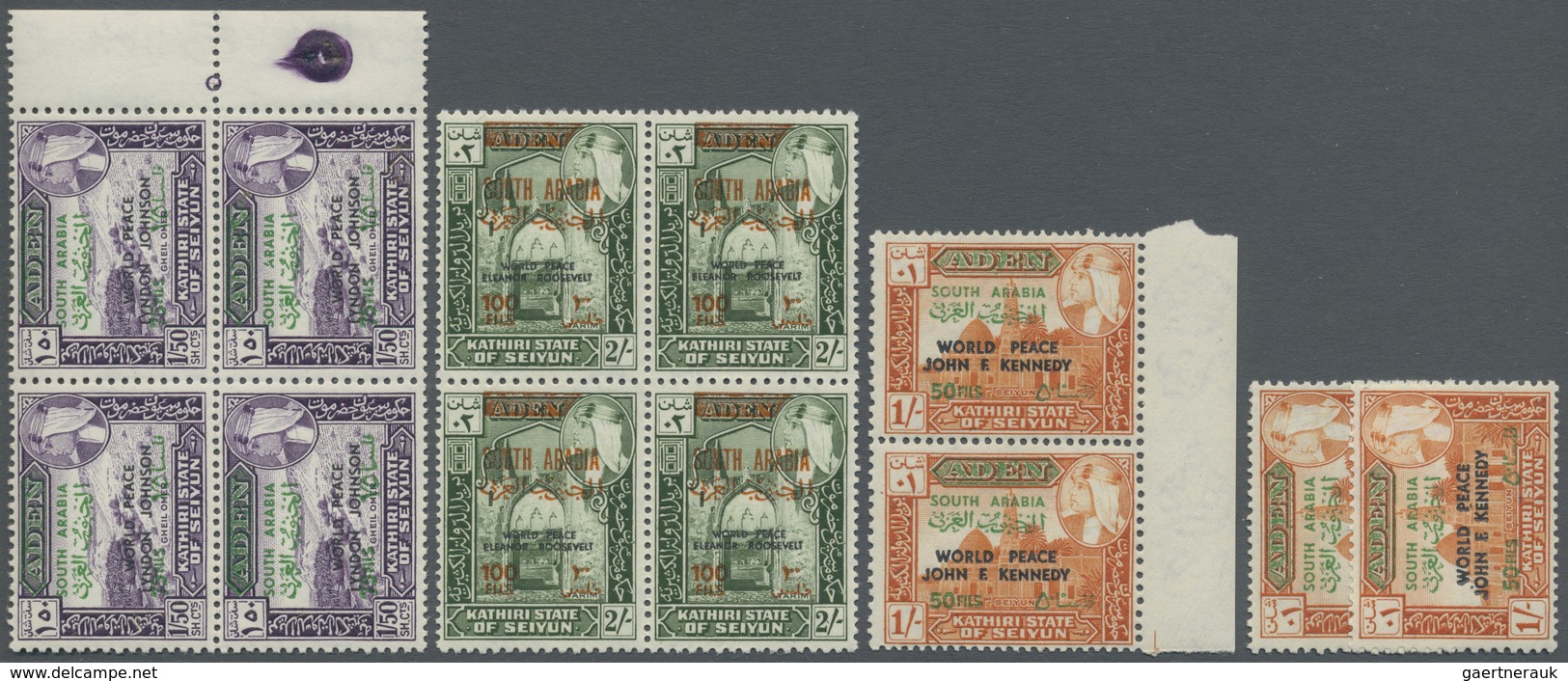 ** Aden - Kathiri State Of Seiyun: 1967, Personalities Of 20th Century With Rare BLACK Overprint, Set O - Jemen