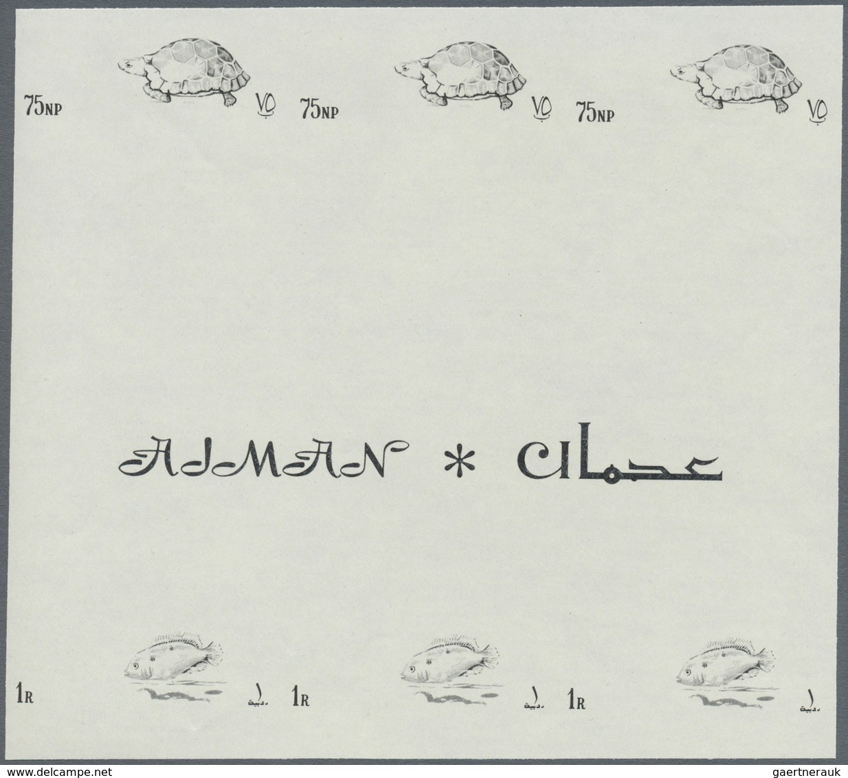 ** Adschman / Ajman: 1965, Definitives 'Indigenous Fauna' 75np. Greek Tortoise (Testudo Graeca) And 1r. - Adschman