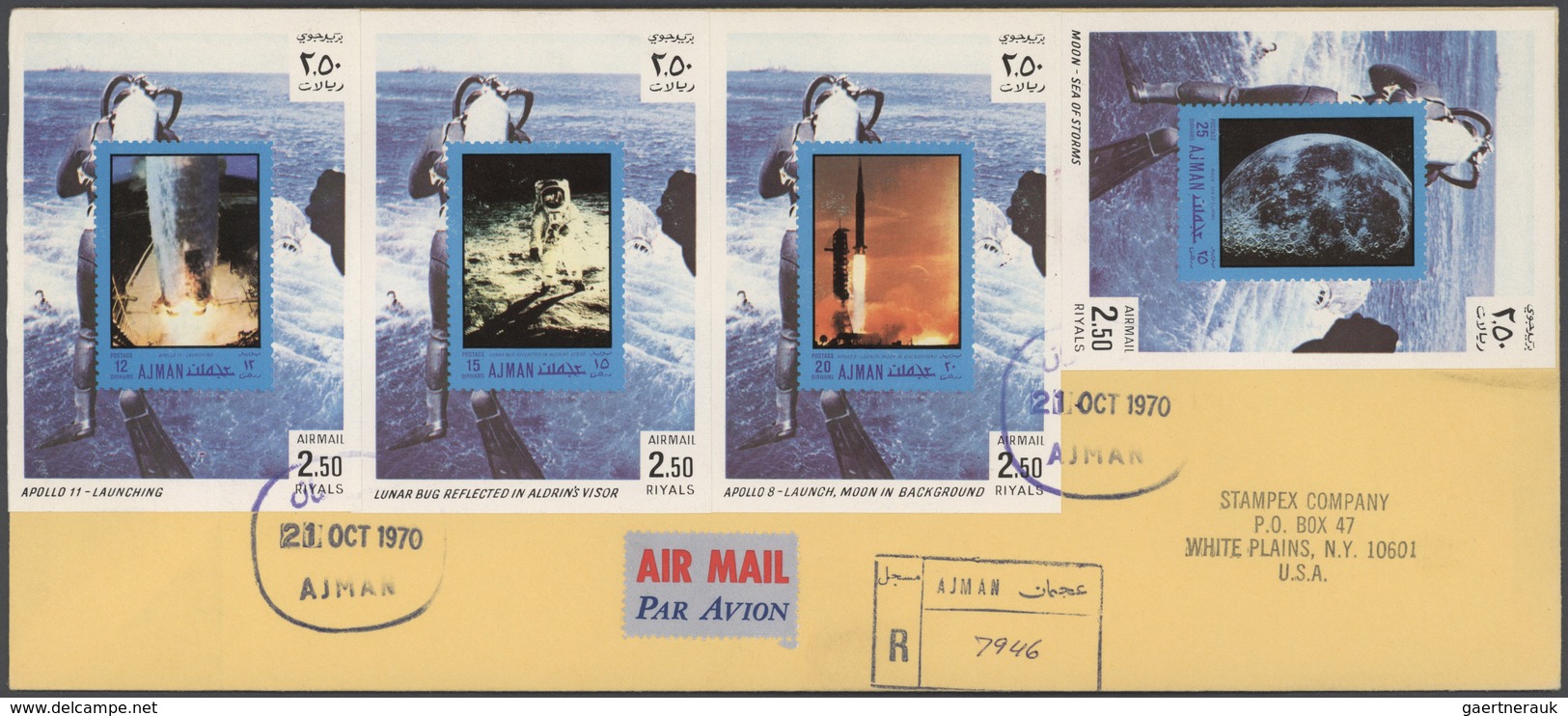 Br Adschman / Ajman: 1970 (21.10.), Apollo And Gemini Programmes Complete Set Of 16 Special Imperforate - Adschman