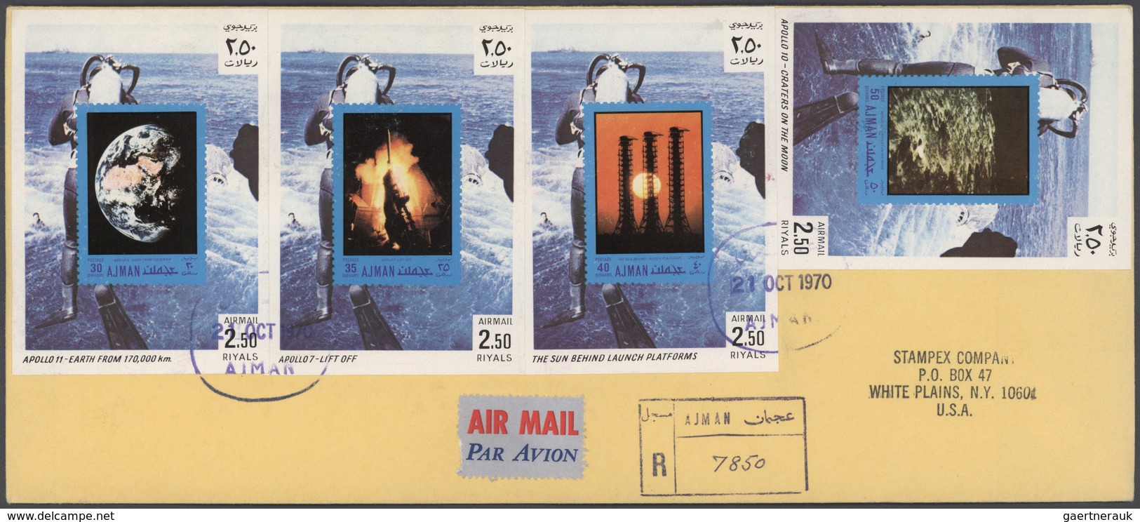 Br Adschman / Ajman: 1970 (21.10.), Apollo And Gemini Programmes Complete Set Of 16 Special Imperforate - Ajman