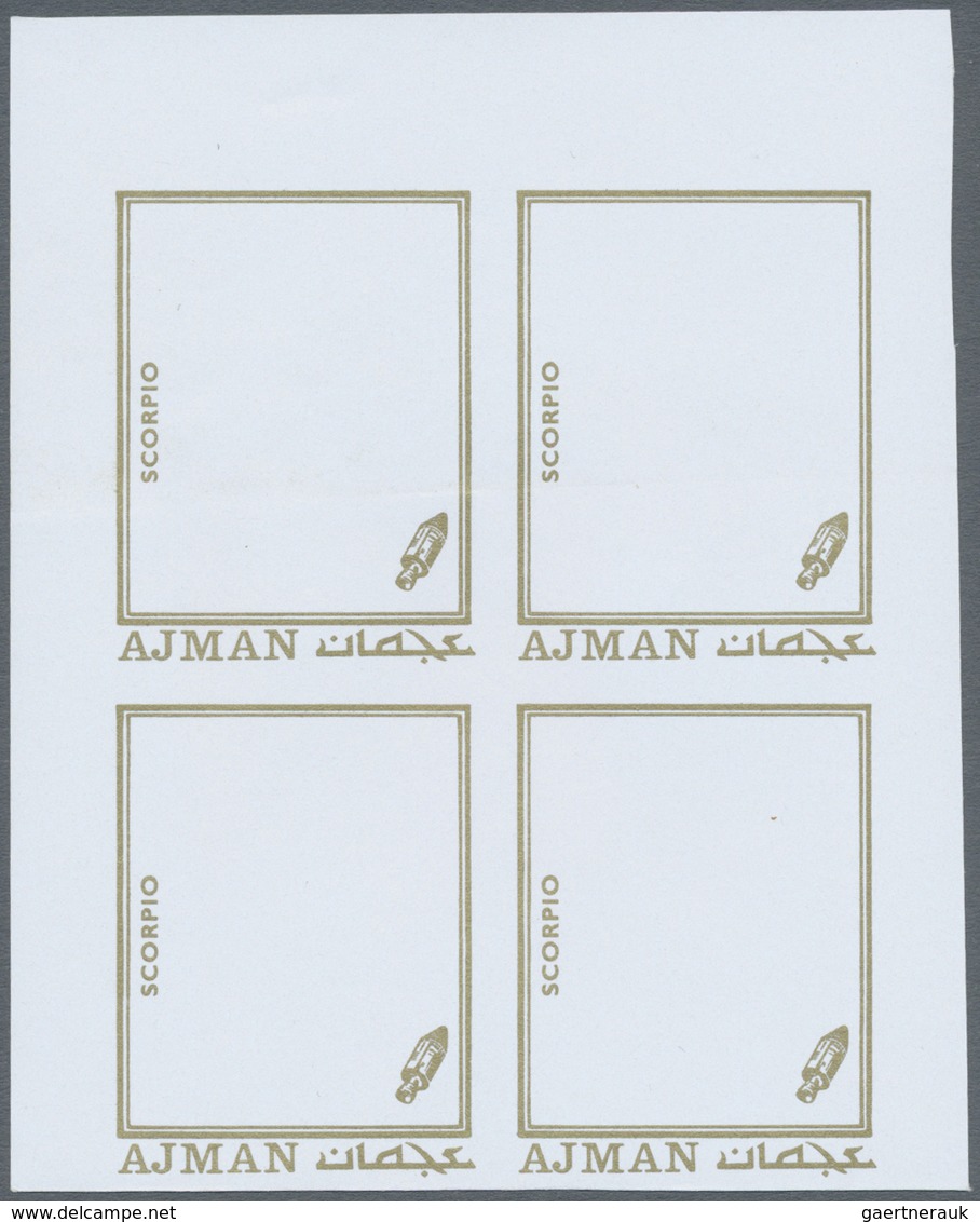 ** Adschman / Ajman: 1971, CELEBRITIES, Alan B. Shepard - 8 items; progressive plate proofs for the 75D