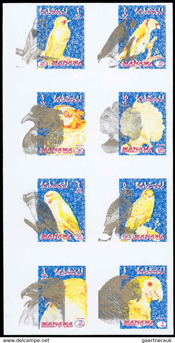 ** Adschman - Manama / Ajman - Manama: 1972, BIRDS - 1 Item; Collective Single Die Proof For The Set Wi - Manama