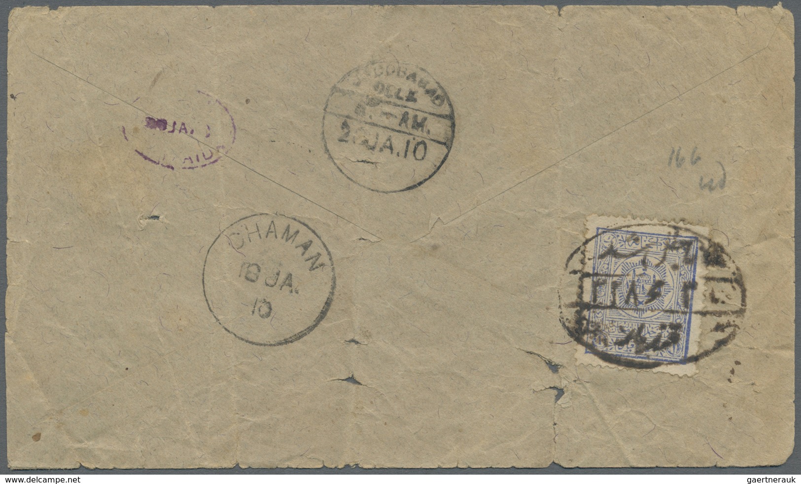 Br Afghanistan: 1909-25 "QUETTA UNPAID": Four Covers To India Via The Southern Chaman-Quetta Route But - Afghanistan