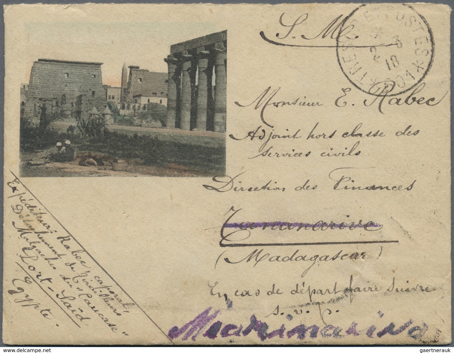 Br Armenien - Besonderheiten: 1918. Illustrated Envelope Written From Port Said Addressed To Madagascar - Arménie