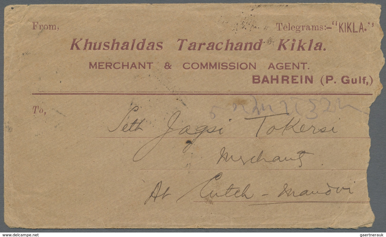 Br Bahrain: 1932-39: Four Covers From Bahrain To Cutch-Mandvi, India, With 1932 Cover Franked India (un - Bahrein (1965-...)