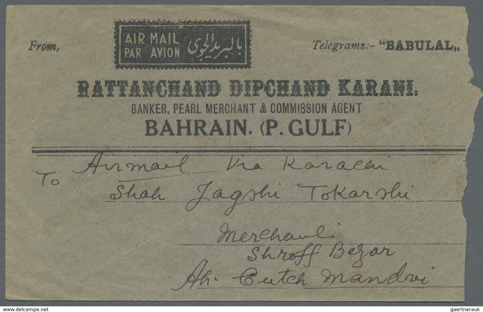 Br Bahrain: 1932-39: Four Covers From Bahrain To Cutch-Mandvi, India, With 1932 Cover Franked India (un - Bahrein (1965-...)