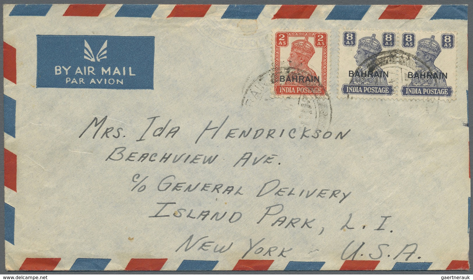 Br Bahrain: 1940's: Three Airmail Covers From "AWALI, Bahrain Island" (sender Note On Back) To New York - Bahrain (1965-...)