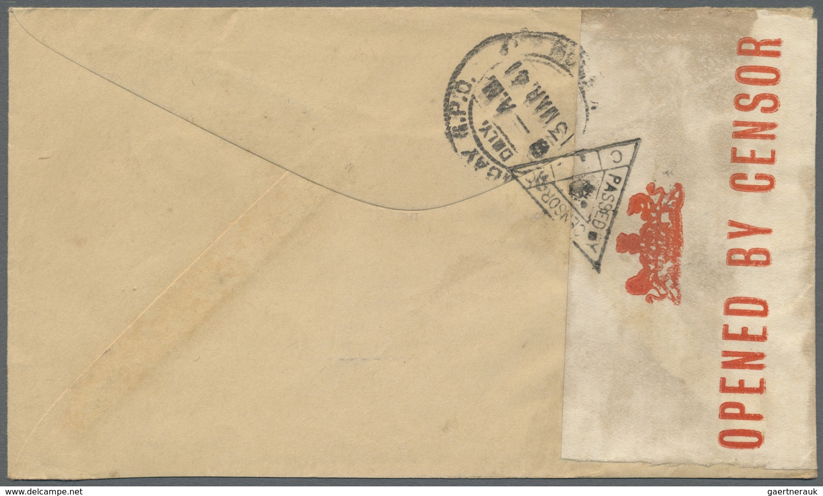 Br Bahrain: 1941-43, Three Censored Airmail Covers To India With Censore Strips And Triangle Handstamps - Bahrein (1965-...)