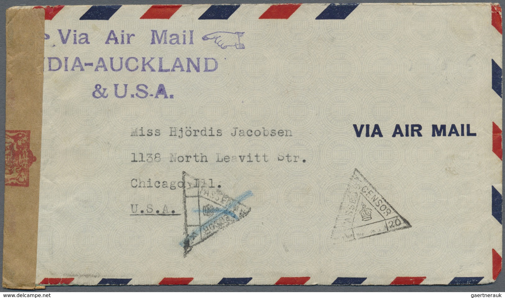 Br Bahrain: 1941. Air Mail Envelope Addressed To The United States Bearing Bahrain SG 27, 3a6p Blue, SG - Bahrein (1965-...)