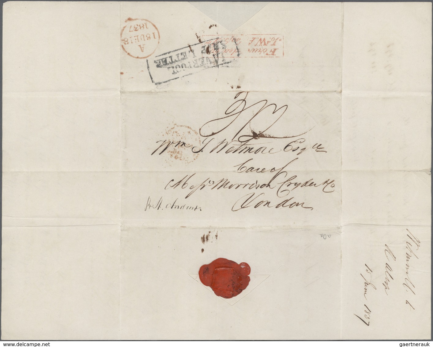 Br China: 1837, Canton To London, Rare Routing Via St. Helena: Entire Folded Letter Dated „Canton June - Andere & Zonder Classificatie