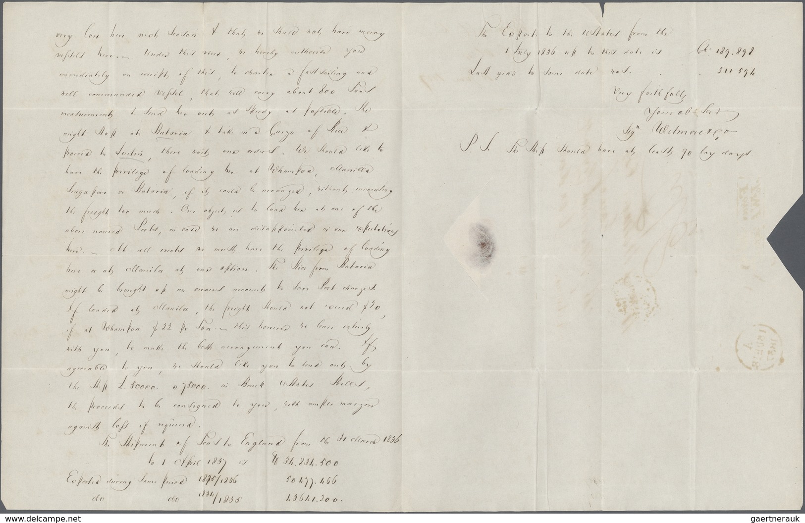 Br China: 1837, Canton To London, Rare Routing Via St. Helena: Entire Folded Letter Dated „Canton June - Other & Unclassified