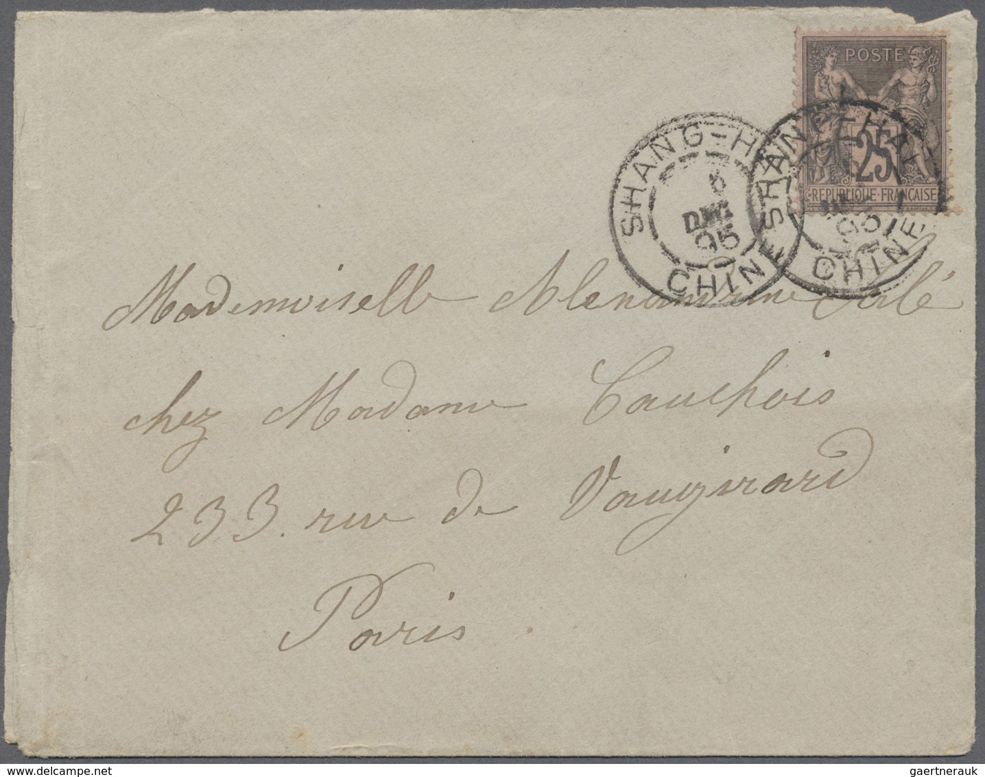 Br China: 1894, Dowager 3 Ca. Tied Blue Seal "Tientsin" To Reverse Of Small Envelope (file Bend At Left - Other & Unclassified