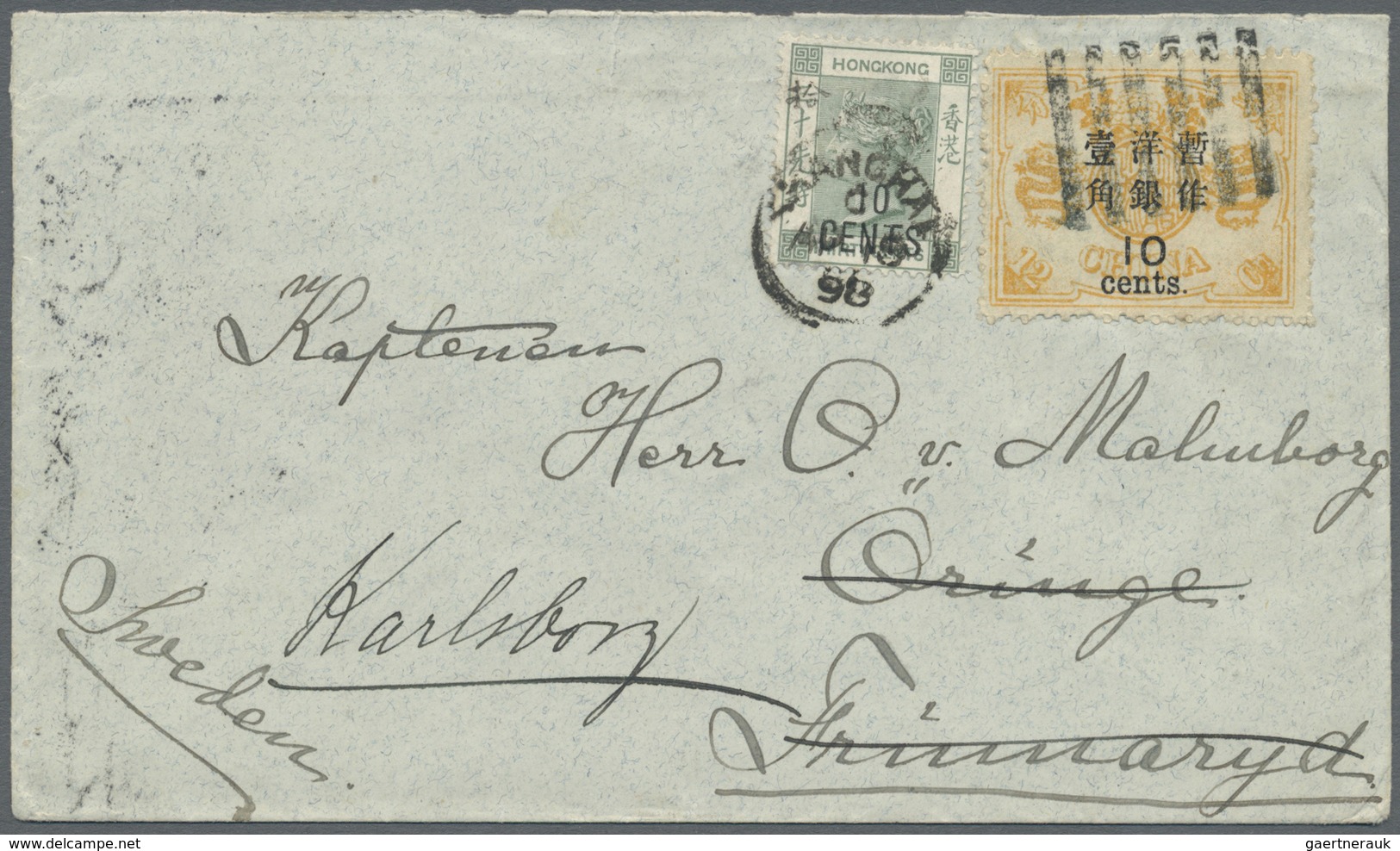 Br China: 1897, Non-seriff 10 C./12 Ca., 2 1/2 Mm, Tied Pa-kua W. On Reverse Large Dollar "SHANGHAI 18 - Other & Unclassified