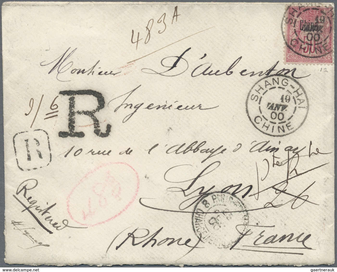 Br China: 1898, Coiling Dragon 10 C. Pair Tied Bisected Bilingual „HANKOW 12 JAN 00“ To Reverse Of Regi - Other & Unclassified