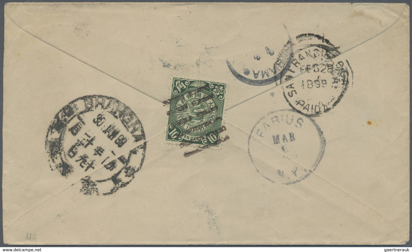 Br China: 1899. Envelope Addressed To New York Bearing Chinese Imperial Post SG 113, 10c Green Tied By - Andere & Zonder Classificatie