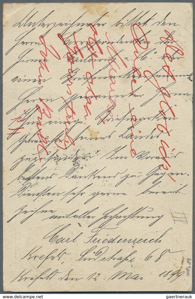 GA China: 1899, Incoming Card Germany 10 Pf. "CREFELD 12.5.99" To Hankow, Transits Shanghai DPO (two Ty - Other & Unclassified