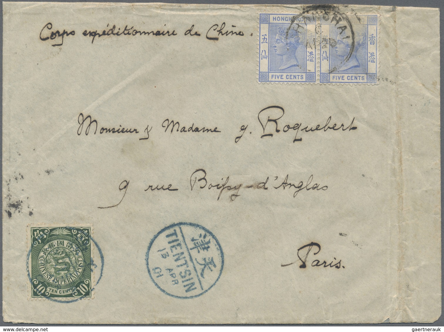 Br China: 1901. Envelope (creased, Vertical Fold At Right) Endorsed 'Corps Expeditionnaire De Chine' Ad - Andere & Zonder Classificatie
