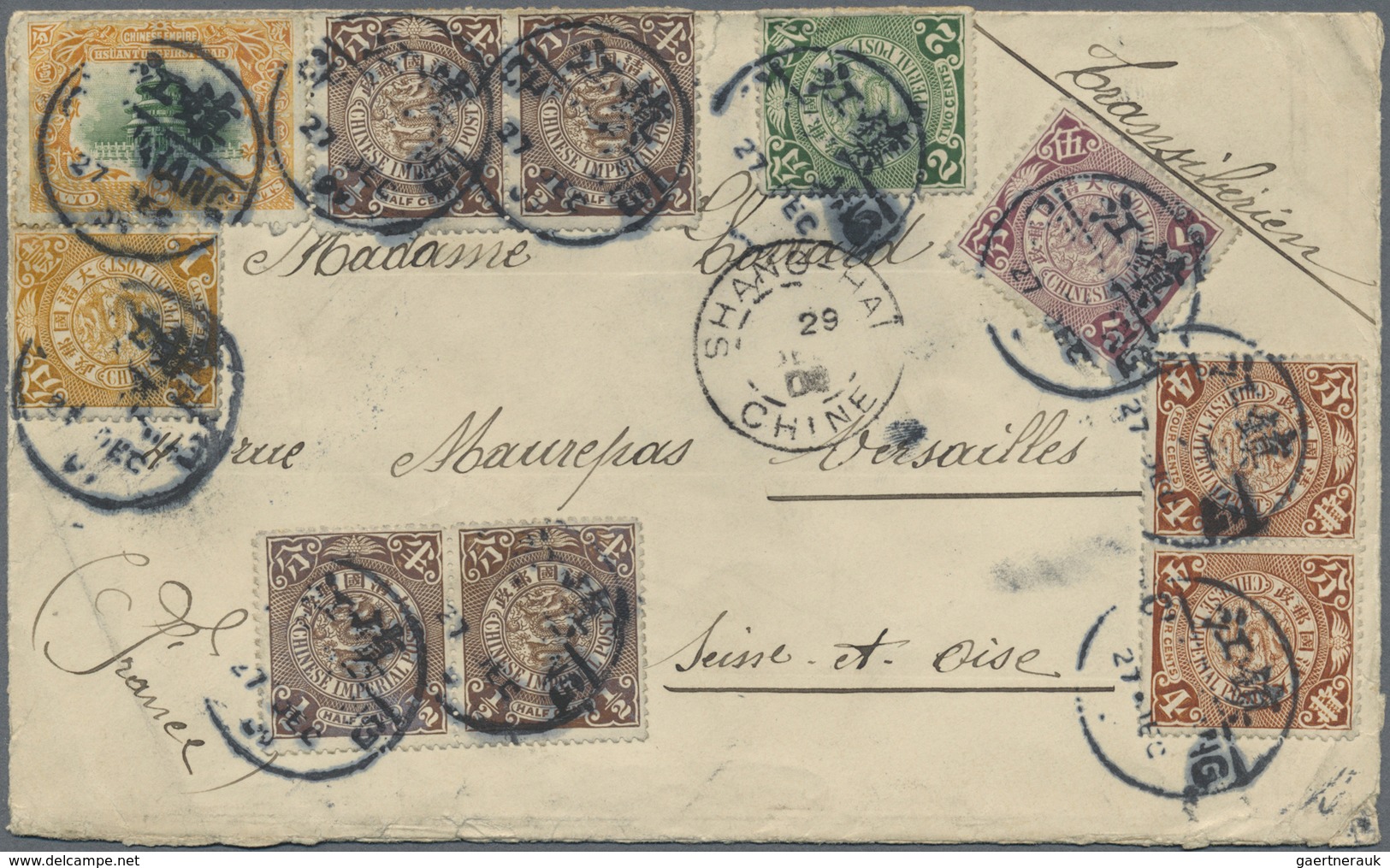 Br China: 1902/09, Hsuan Tung 2 C. With Coiling Dragons ½ C. (4), 2 C. Green, 4 C. Rown (pair), 5 C. Vi - Other & Unclassified