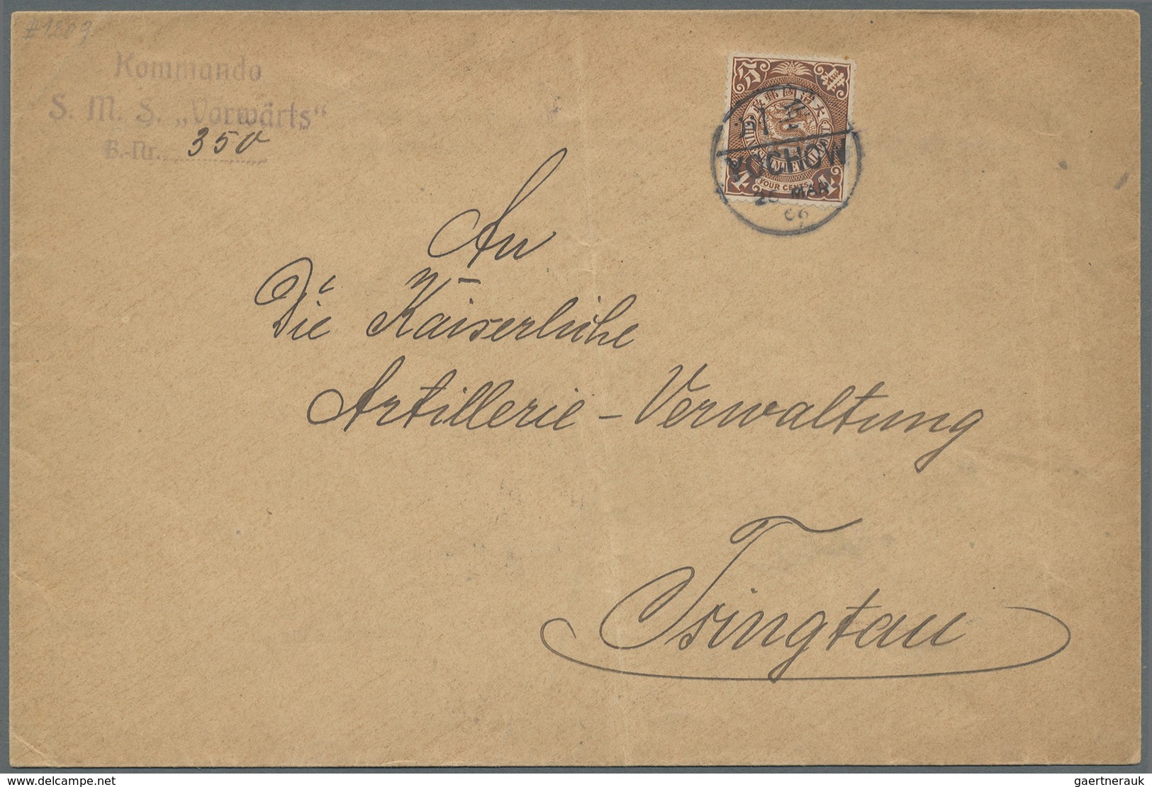 Br China: 1902, Coiling Dragon 4 C. Brown Tied Clear "YOCHOW 26 MAR 06" To Envelope (crease,toning) To - Autres & Non Classés