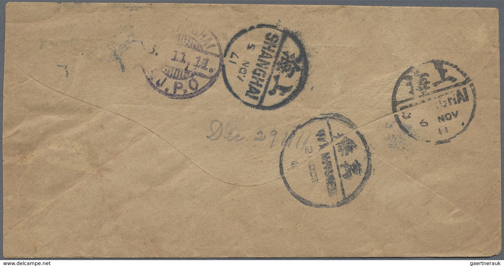 Br China: 1908, 10 C. Ultra Tied Boxed Bilingual "PAONING -.8.25" To Small Cover Via Bisected Bilingual - Andere & Zonder Classificatie